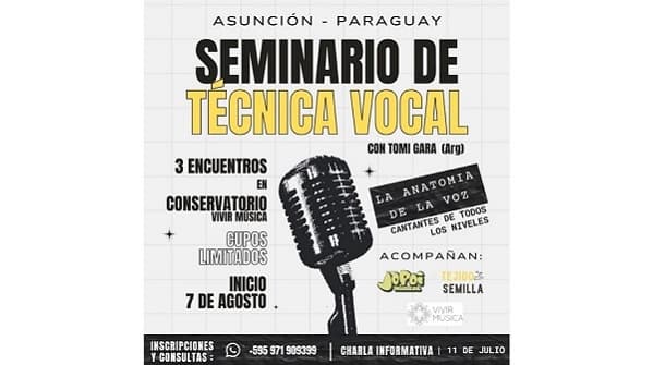 Tomi Gara lidera seminario de técnica vocal en Asunción: “La Anatomía de la Voz”