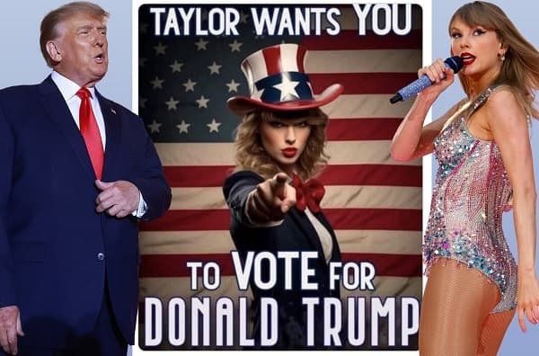 Trump comparte imágenes falsas de Taylor Swift apoyando su candidatura