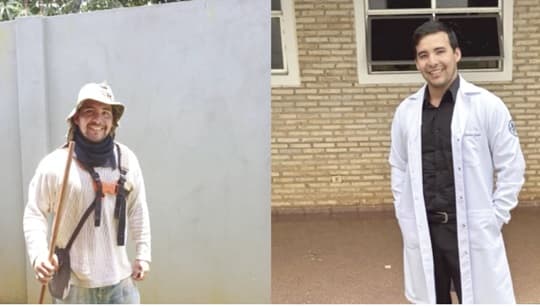 Limpia patios desde los 16 años, trabaja como jardinero y está cerca de ser médico