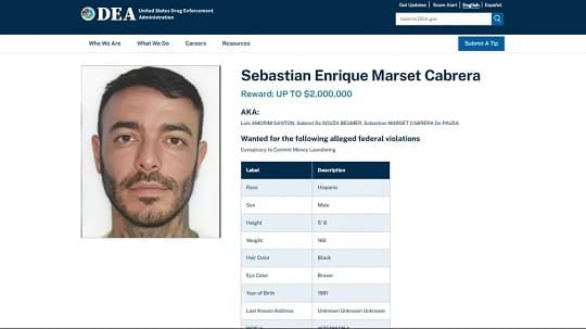 Marset, entre los cinco narcos más buscados por la DEA