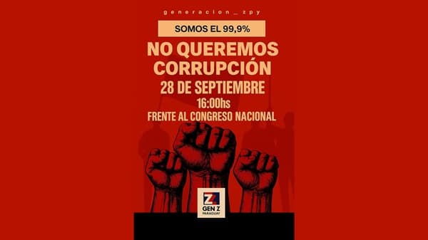 Jóvenes de la “Gen Z Paraguay” marchan contra la corrupción