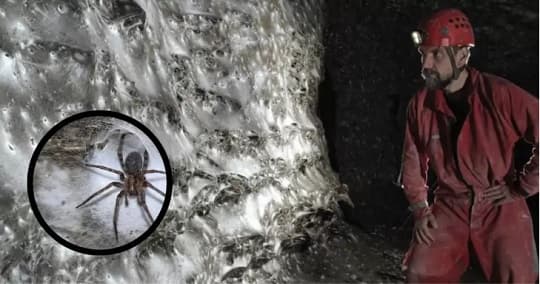 Hallan una megacolonia de 111.000 arañas bajo tierra en una cueva que une Grecia con Albania