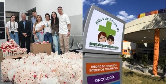 Almirón llevó regalos a niños del Acosta Ñu
